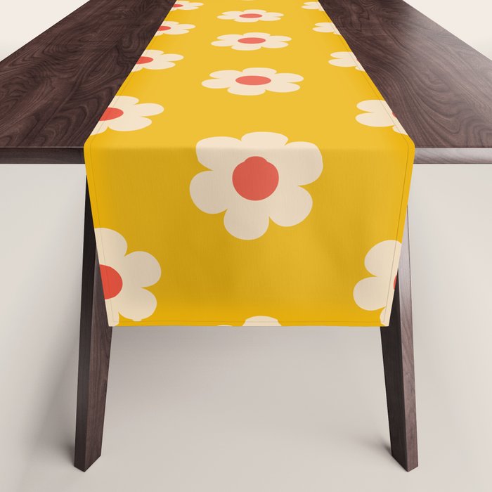 Yellow, Pink and Cream Daisy Flower Table Runner Gallery Image 1