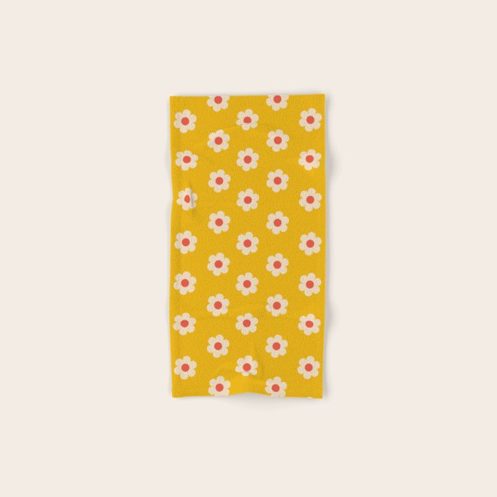 Yellow, Pink and Cream Daisy Flower Bath Towel Gallery Image 1