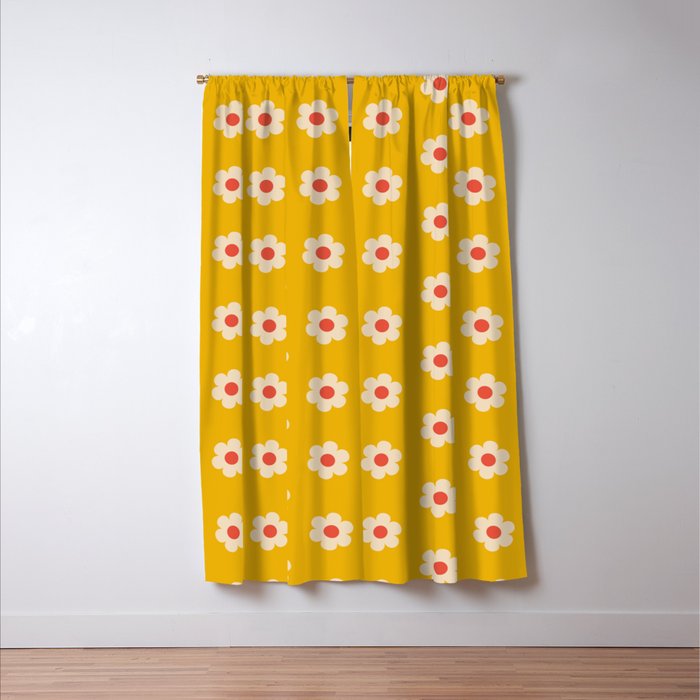 Yellow, Pink and Cream Daisy Flower Window Curtain Gallery Image 3