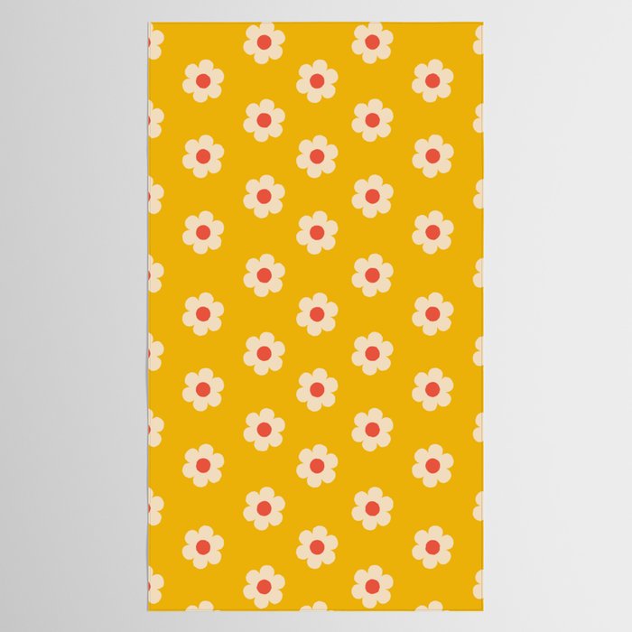 Yellow, Pink and Cream Daisy Flower Tablecloth Gallery Image 2