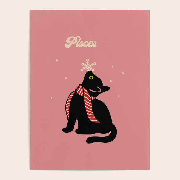 Pisces Xmas Cat Poster Gallery Image 4