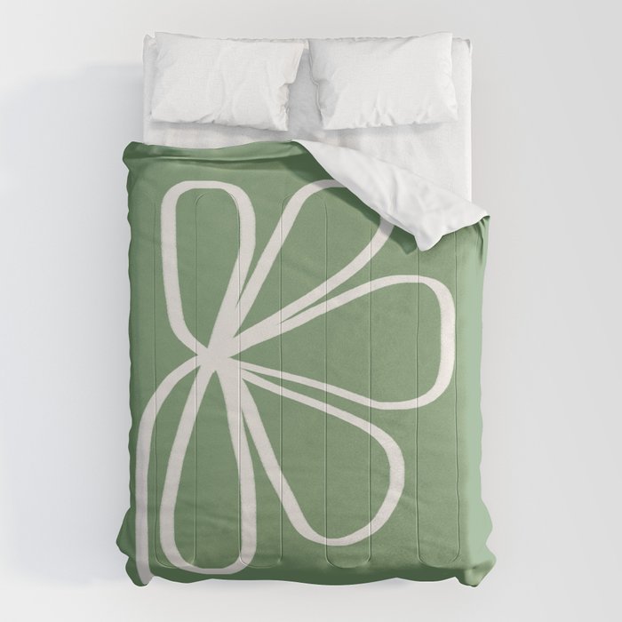 Minimal Flora - clover green Comforter Gallery Image 6