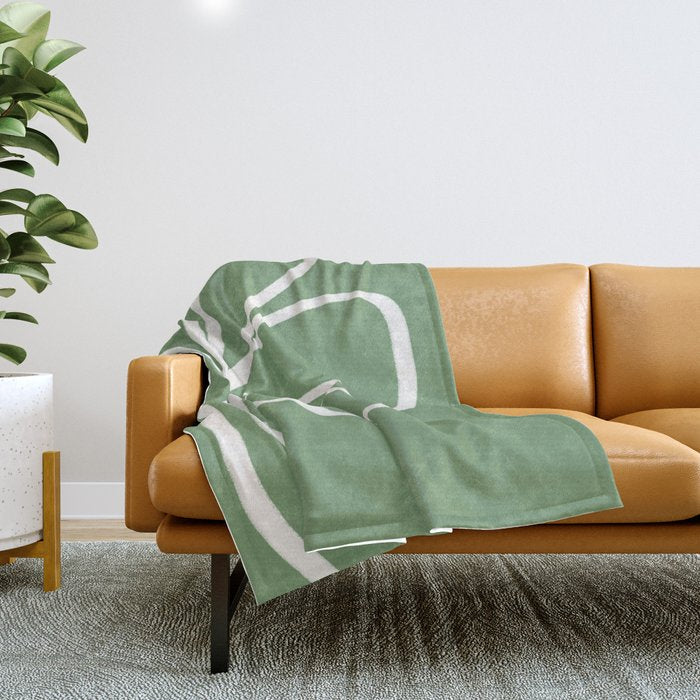 Minimal Flora - clover green Throw Blanket Gallery Image 1