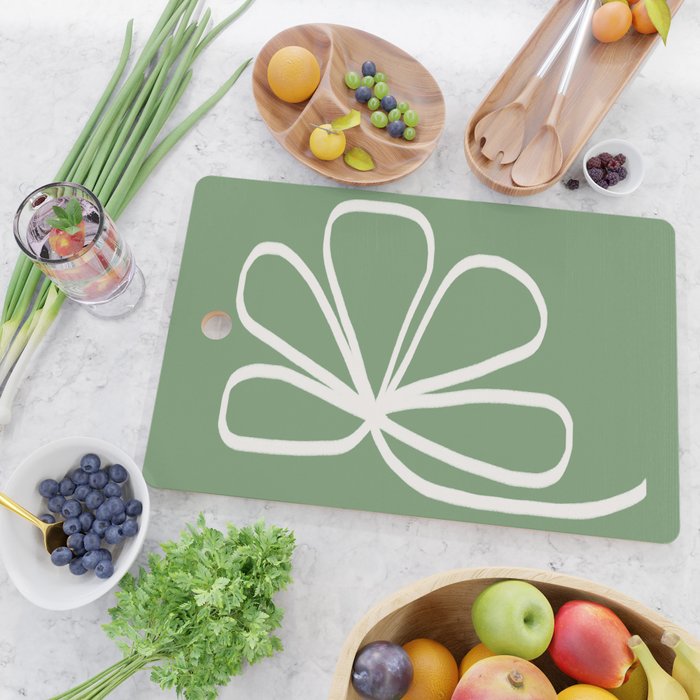 Minimal Flora - clover green Cutting Board Gallery Image 2