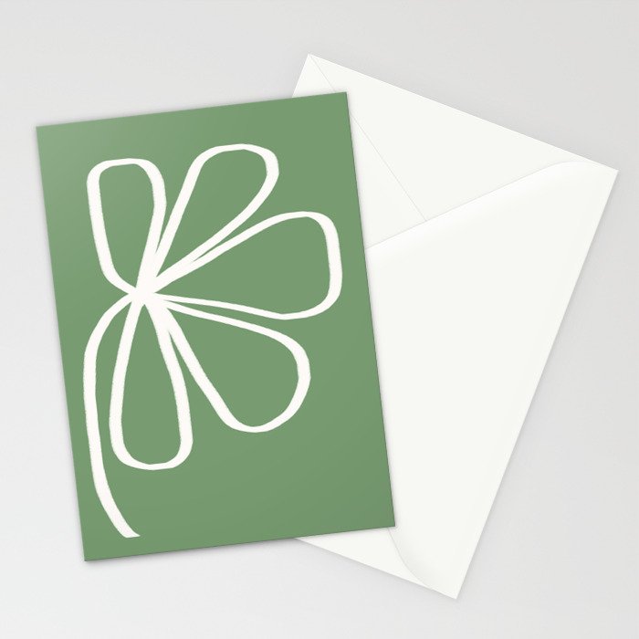 Minimal Flora - clover green Stationery Card Gallery Image 2