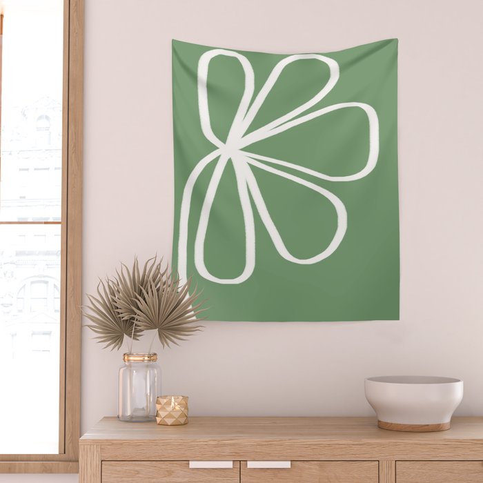 Minimal Flora - clover green Wall Tapestry Gallery Image 2