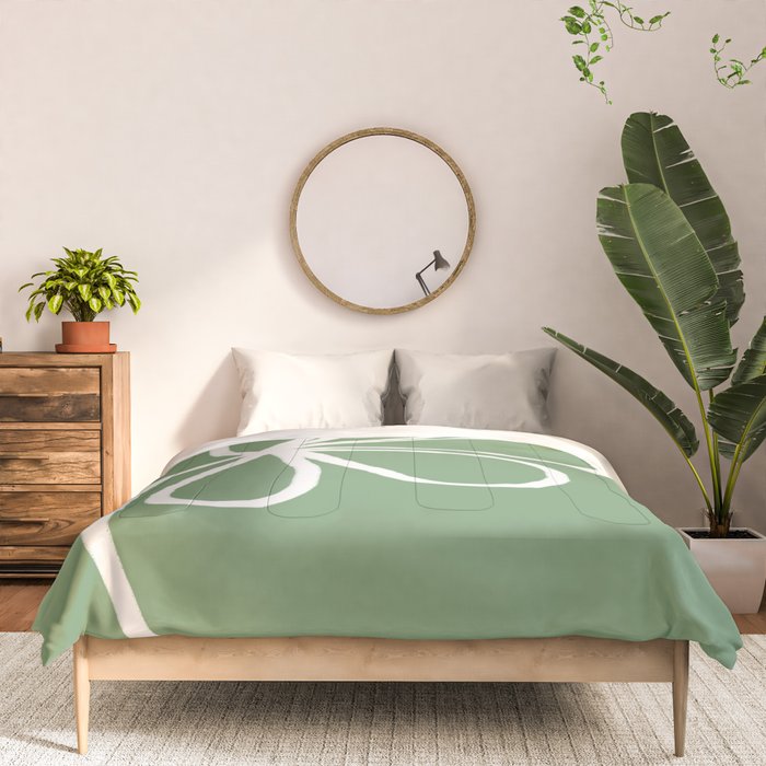 Minimal Flora - clover green Comforter Gallery Image 3