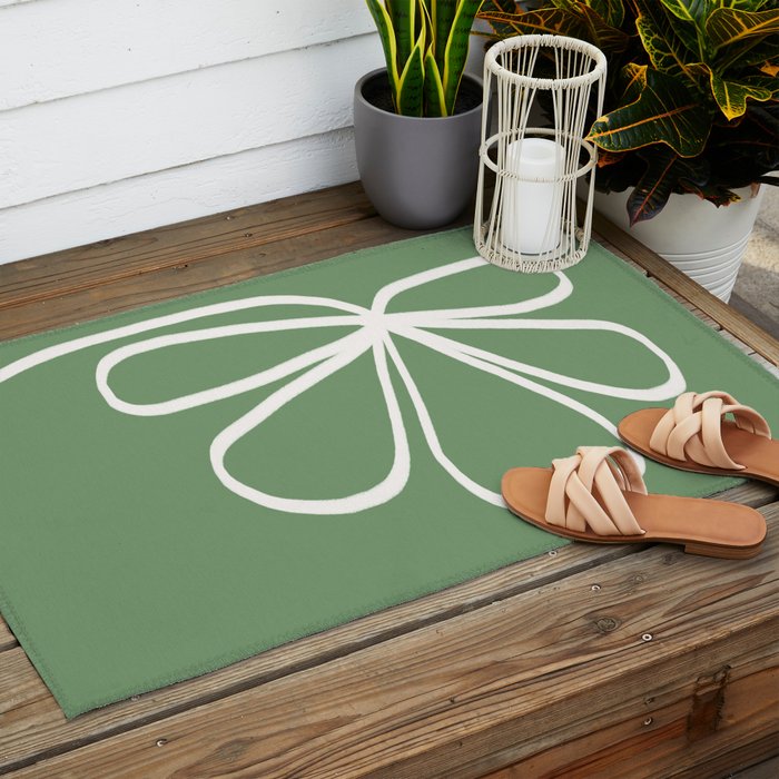 Minimal Flora - clover green Outdoor Rug Gallery Image 2