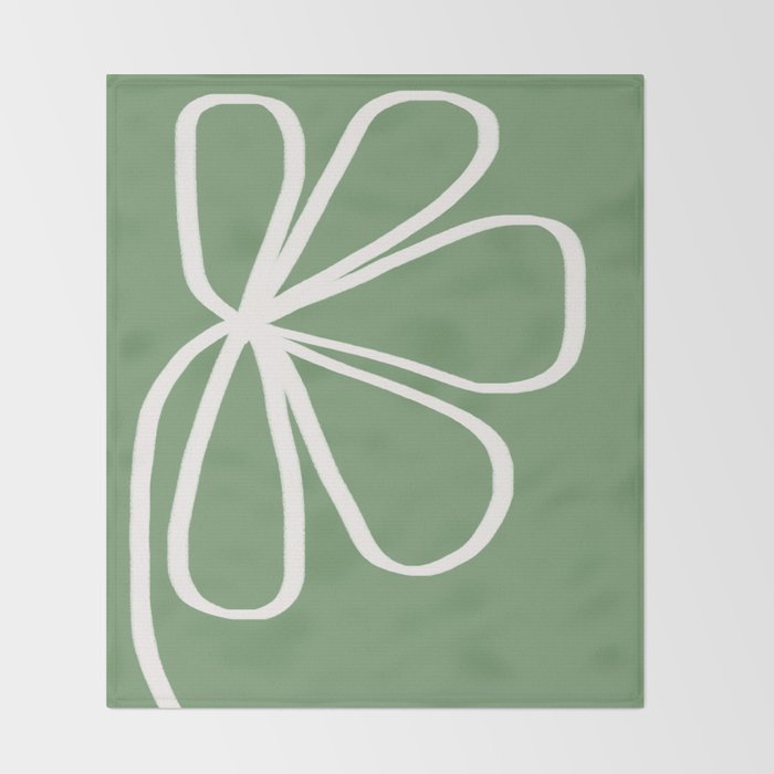 Minimal Flora - clover green Throw Blanket Gallery Image 2