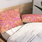 Hot Pink and Gold Baroque Floral Pattern Pillow Sham Gallery Image 2