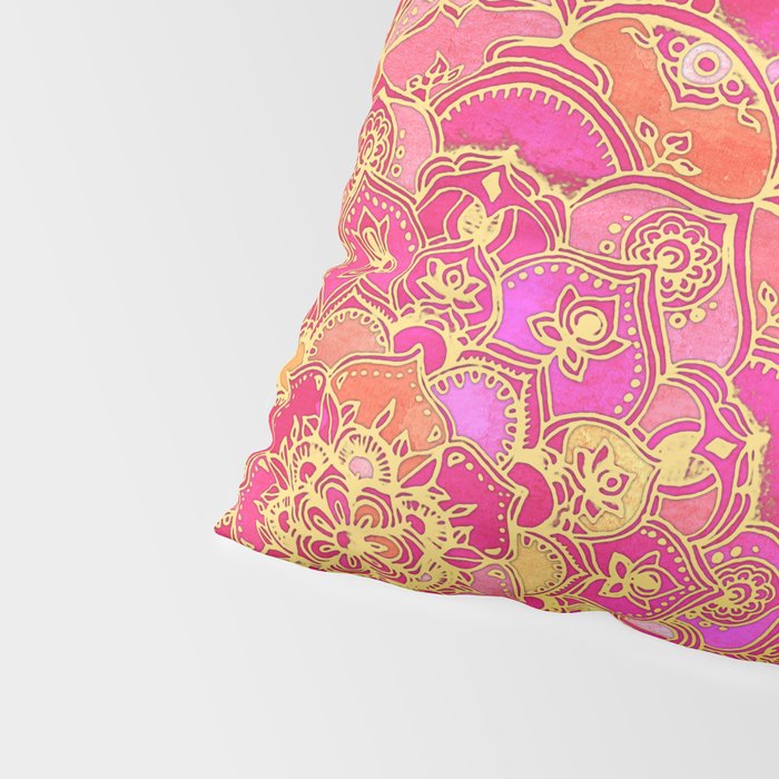 Hot Pink and Gold Baroque Floral Pattern Pillow Sham Gallery Image 4