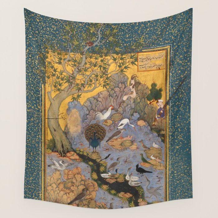 Concourse Of The Birds By Habiballah Of Sava Wall Tapestry Gallery Image 1