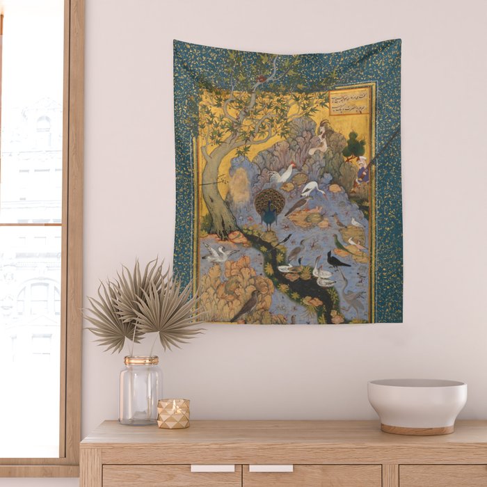 Concourse Of The Birds By Habiballah Of Sava Wall Tapestry Gallery Image 2