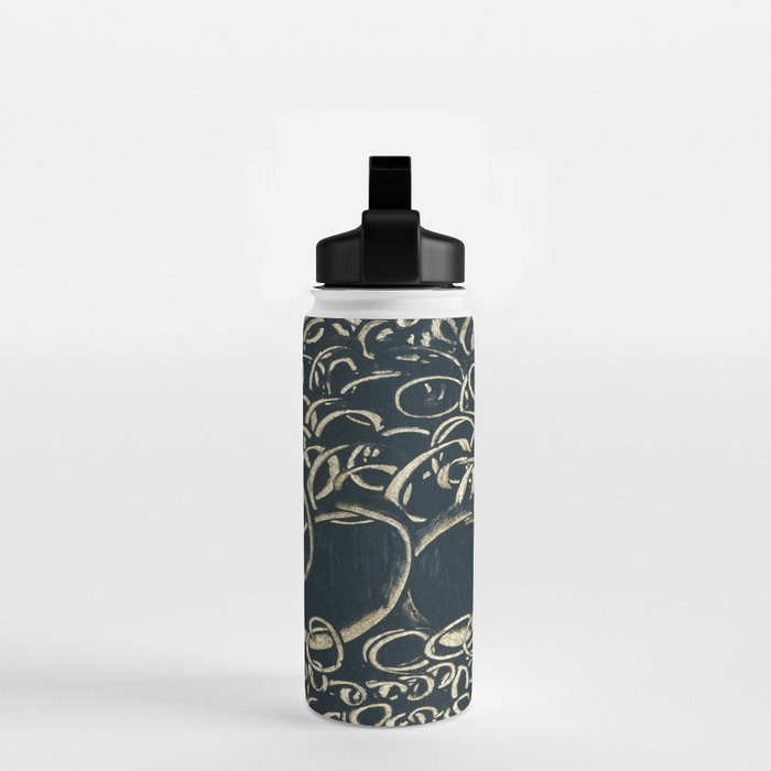 Migration - black and white abstract painting marks bold Water Bottle Gallery Image 2