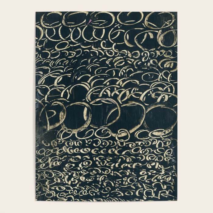 Migration - black and white abstract painting marks bold Poster Gallery Image 1