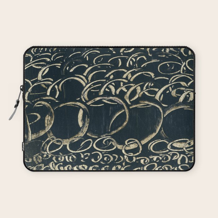 Migration - black and white abstract painting marks bold Laptop Sleeve Gallery Image 1