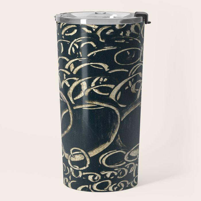 Migration - black and white abstract painting marks bold Travel Mug Gallery Image 2