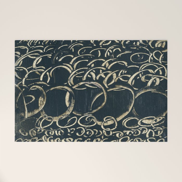 Migration - black and white abstract painting marks bold Welcome Mat Gallery Image 1