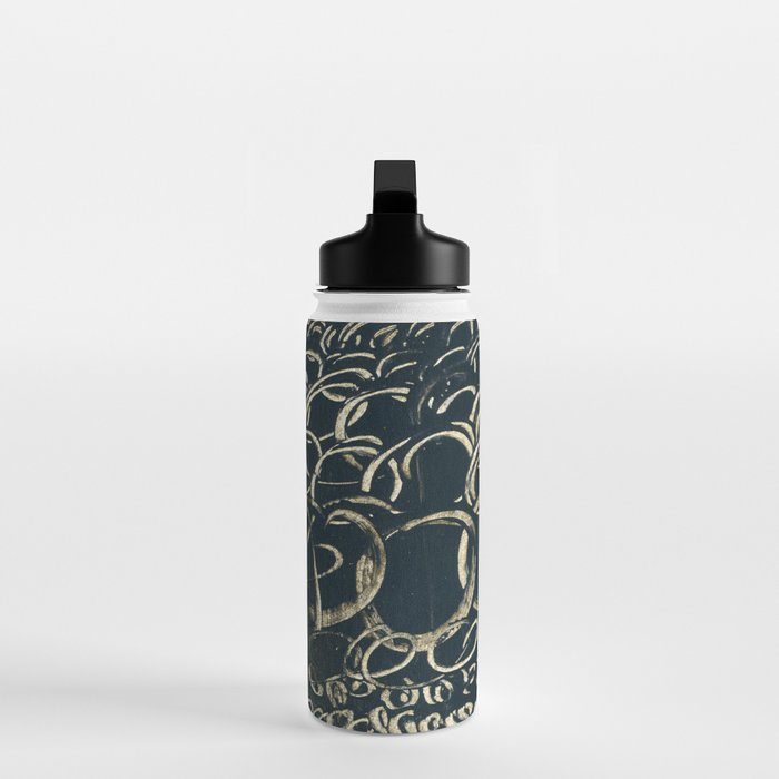Migration - black and white abstract painting marks bold Water Bottle Gallery Image 3