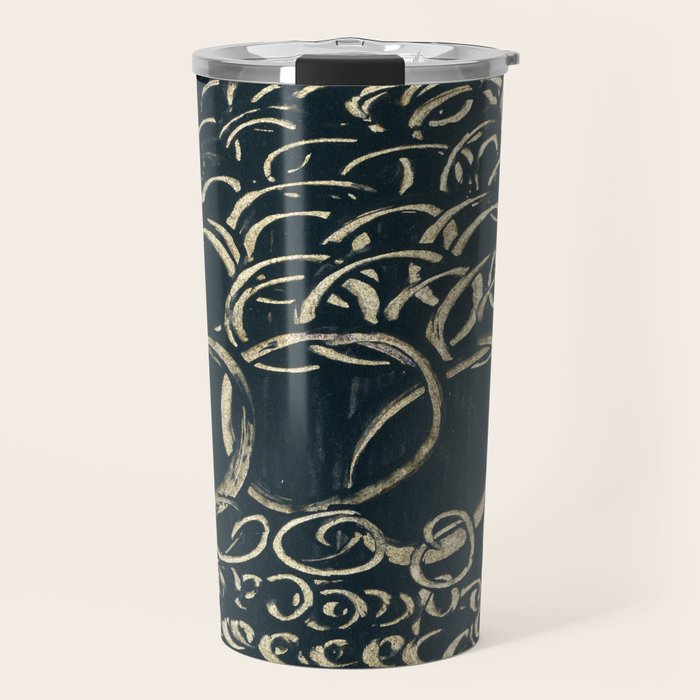Migration - black and white abstract painting marks bold Travel Mug Gallery Image 1