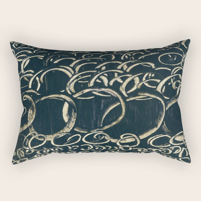 Migration - black and white abstract painting marks bold Rectangular Pillow Gallery Image 1