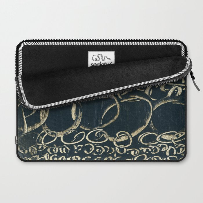 Migration - black and white abstract painting marks bold Laptop Sleeve Gallery Image 2