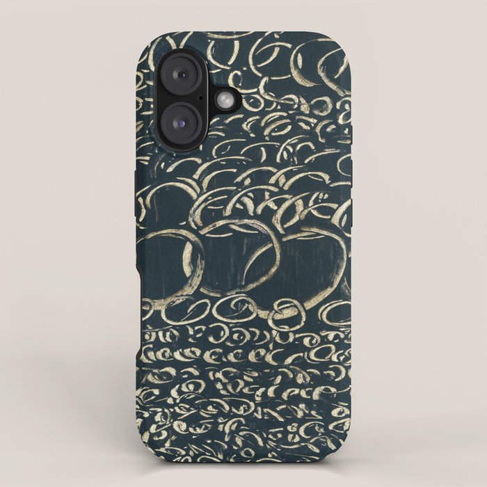 Migration - black and white abstract painting marks bold iPhone Case Gallery Image 1