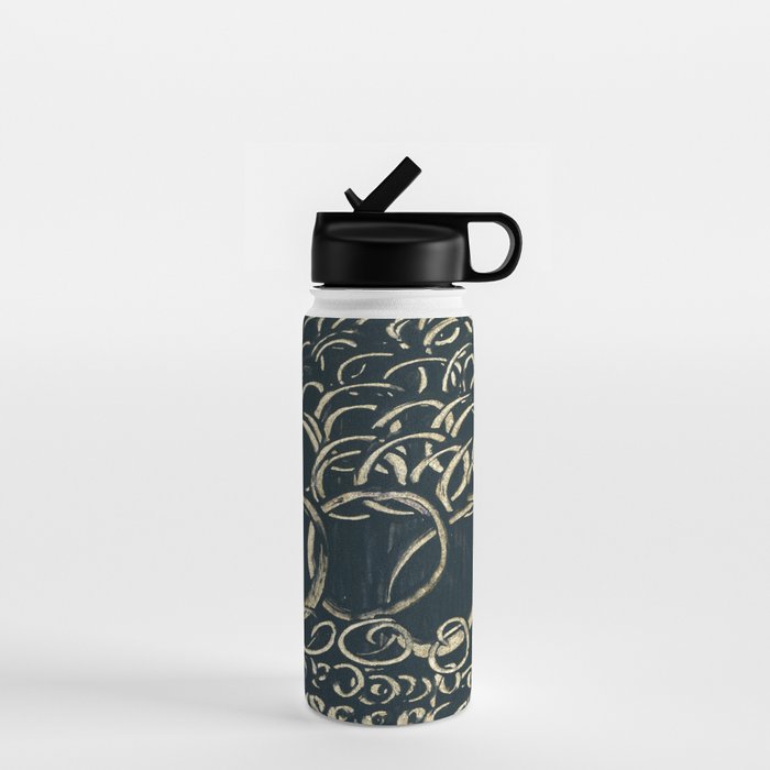 Migration - black and white abstract painting marks bold Water Bottle Gallery Image 1