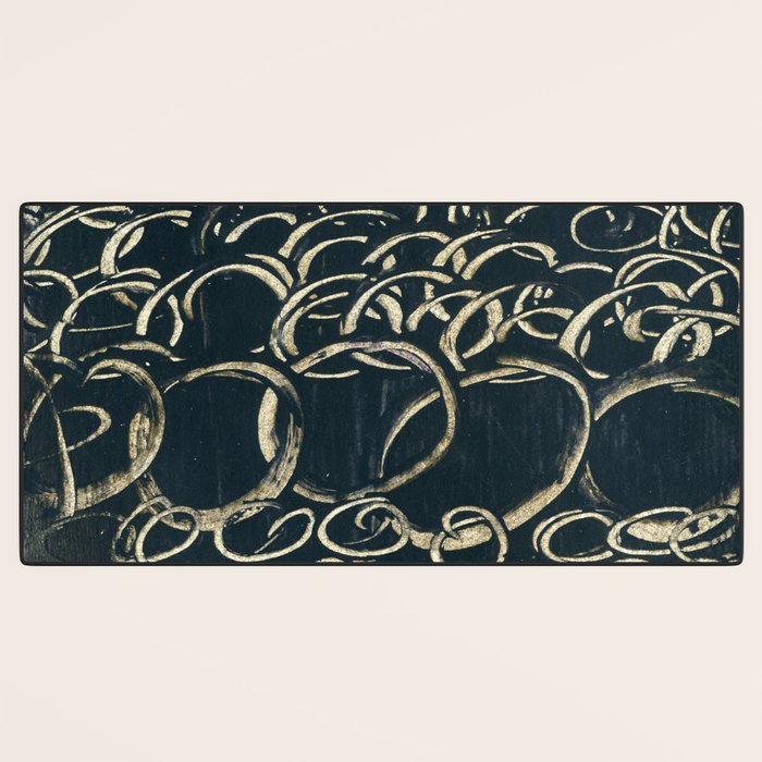 Migration - black and white abstract painting marks bold Desk Mat Gallery Image 3