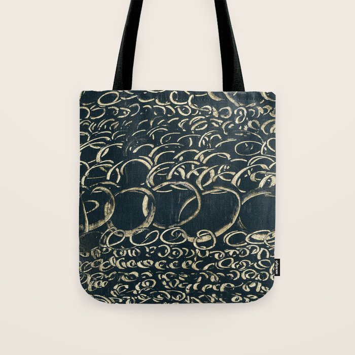 Migration - black and white abstract painting marks bold Tote Bag Gallery Image 1