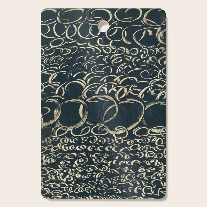 Migration - black and white abstract painting marks bold Cutting Board Gallery Image 1