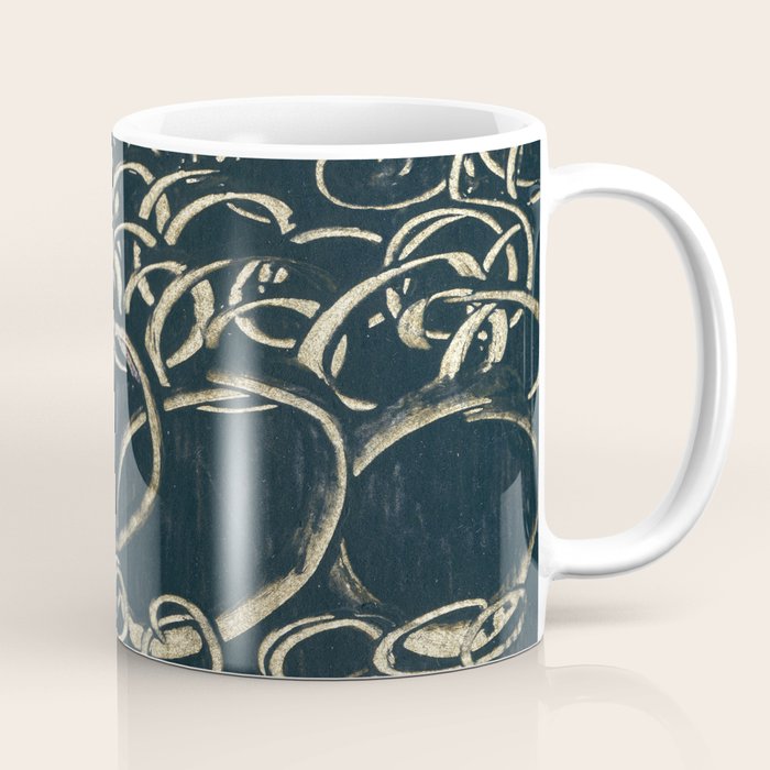 Migration - black and white abstract painting marks bold Coffee Mug Gallery Image 1