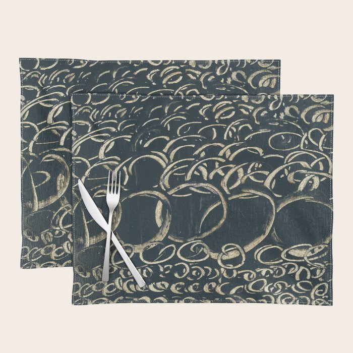 Migration - black and white abstract painting marks bold Placemat Gallery Image 1