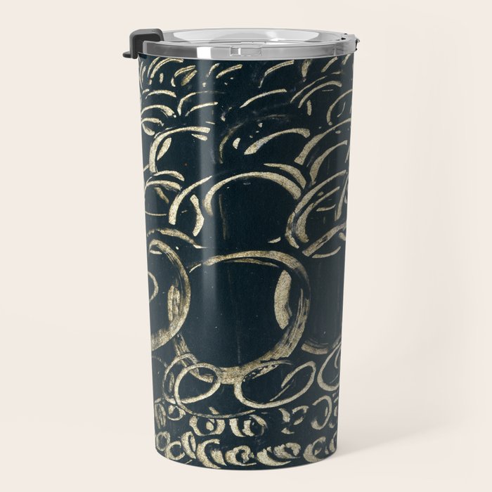 Migration - black and white abstract painting marks bold Travel Mug Gallery Image 3
