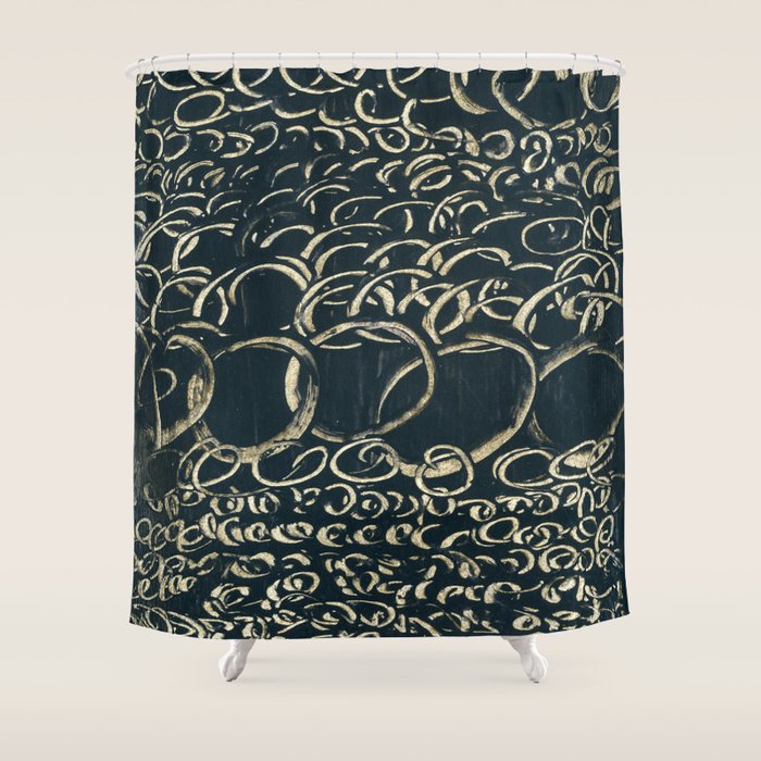 Migration - black and white abstract painting marks bold Shower Curtain Gallery Image 1