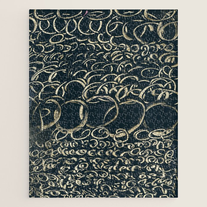 Migration - black and white abstract painting marks bold Jigsaw Puzzle Gallery Image 1