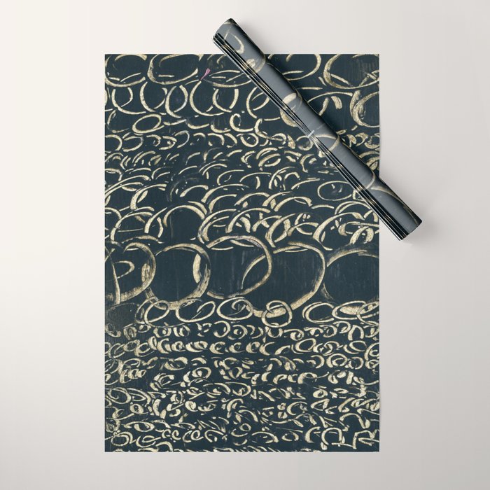 Migration - black and white abstract painting marks bold Wrapping Paper Gallery Image 1