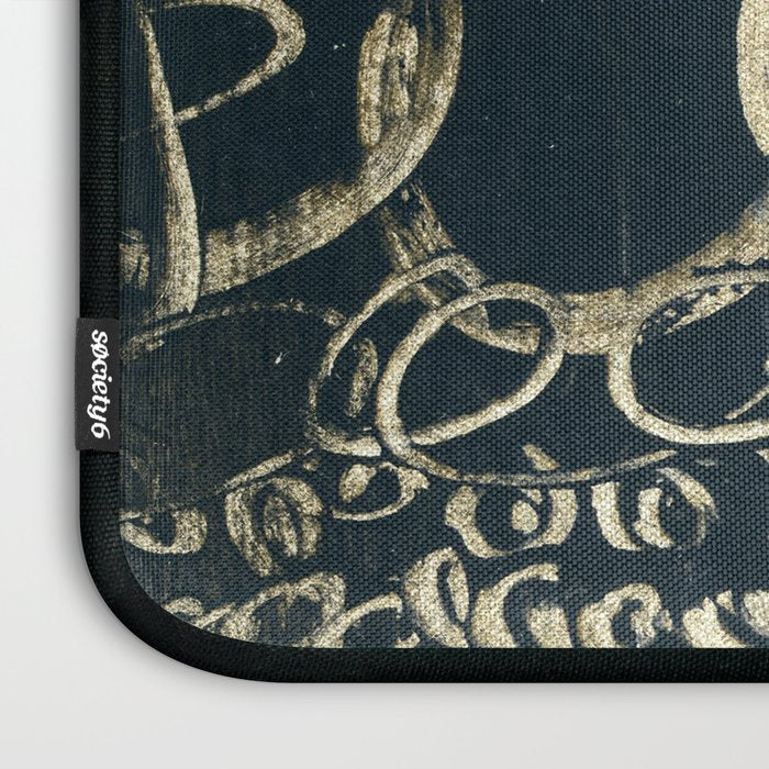 Migration - black and white abstract painting marks bold Laptop Sleeve Gallery Image 3