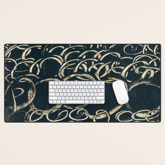 Migration - black and white abstract painting marks bold Desk Mat Gallery Image 1