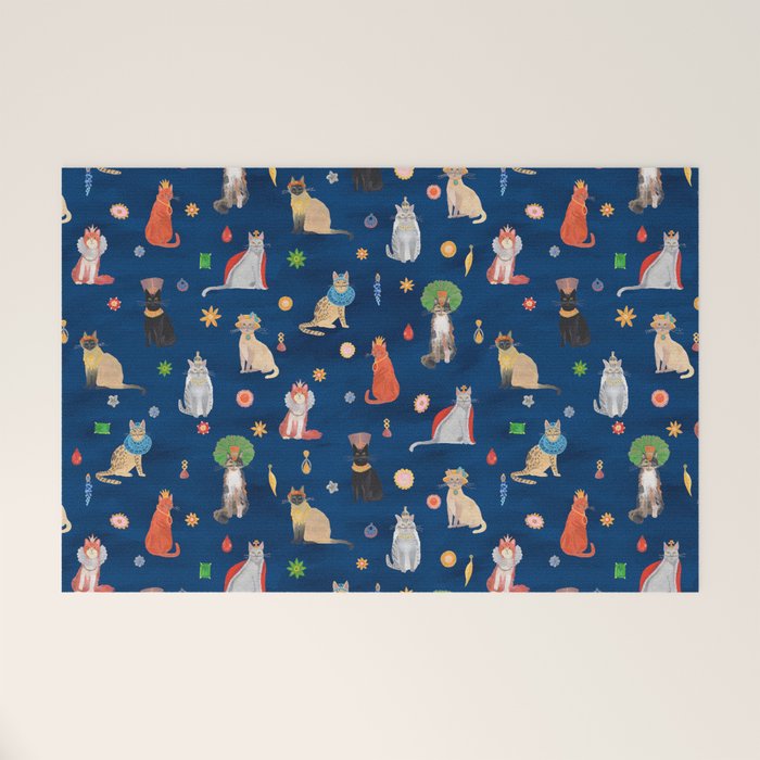 Cat Queens (Blue) Welcome Mat Gallery Image 1