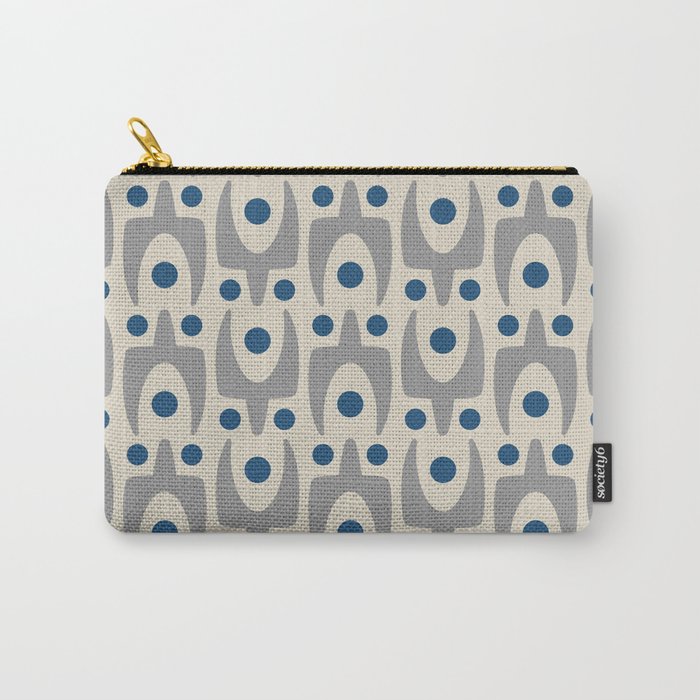 Mid Century Modern Abstract Pattern 149 Gray and Blue Carry All Pouch Gallery Image 1