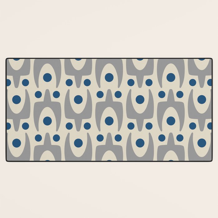 Mid Century Modern Abstract Pattern 149 Gray and Blue Desk Mat Gallery Image 3