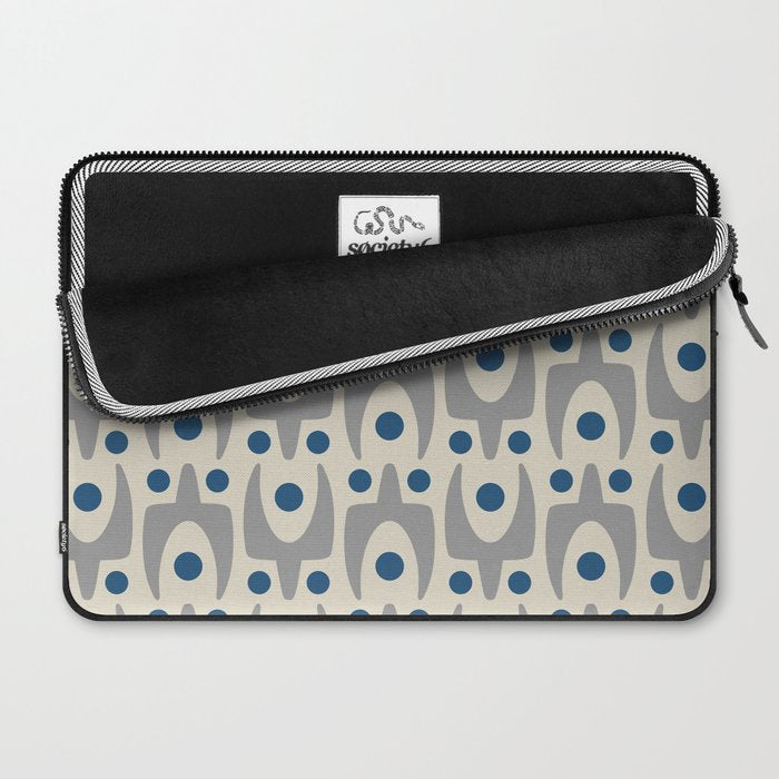 Mid Century Modern Abstract Pattern 149 Gray and Blue Laptop Sleeve Gallery Image 2