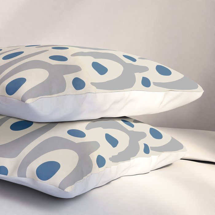 Mid Century Modern Abstract Pattern 149 Gray and Blue Pillow Sham Gallery Image 3