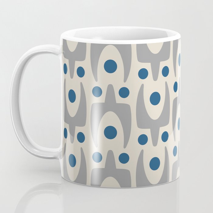 Mid Century Modern Abstract Pattern 149 Gray and Blue Coffee Mug Gallery Image 3
