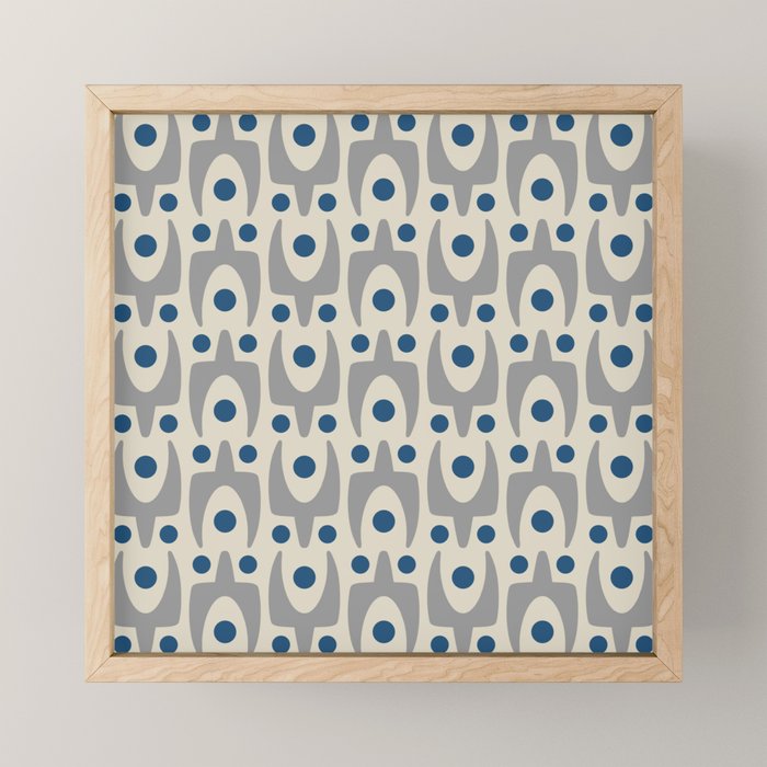 Mid Century Modern Abstract Pattern 149 Gray and Blue Mini Art Print Gallery Image 1