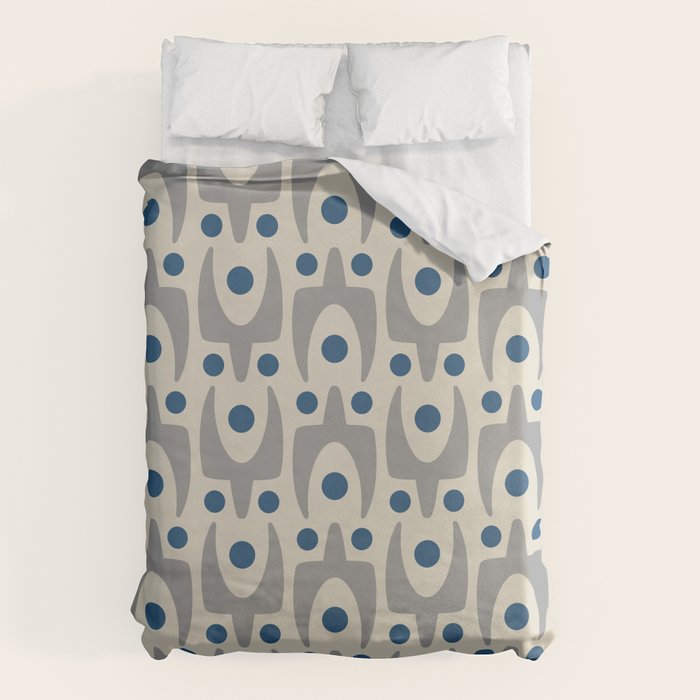 Mid Century Modern Abstract Pattern 149 Gray and Blue Duvet Cover Gallery Image 6
