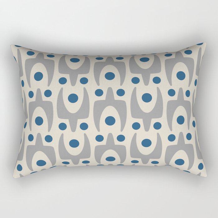 Mid Century Modern Abstract Pattern 149 Gray and Blue Rectangular Pillow Gallery Image 1