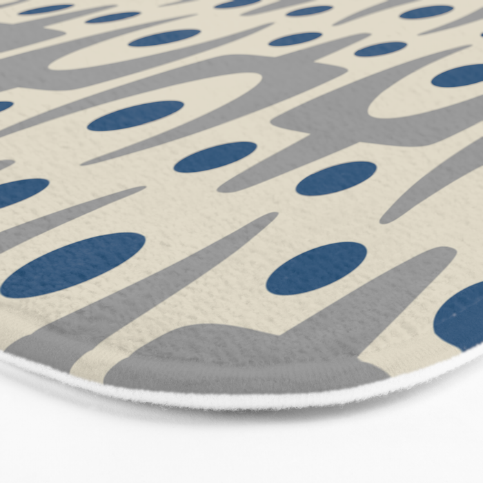 Mid Century Modern Abstract Pattern 149 Gray and Blue Bath Mat Gallery Image 3
