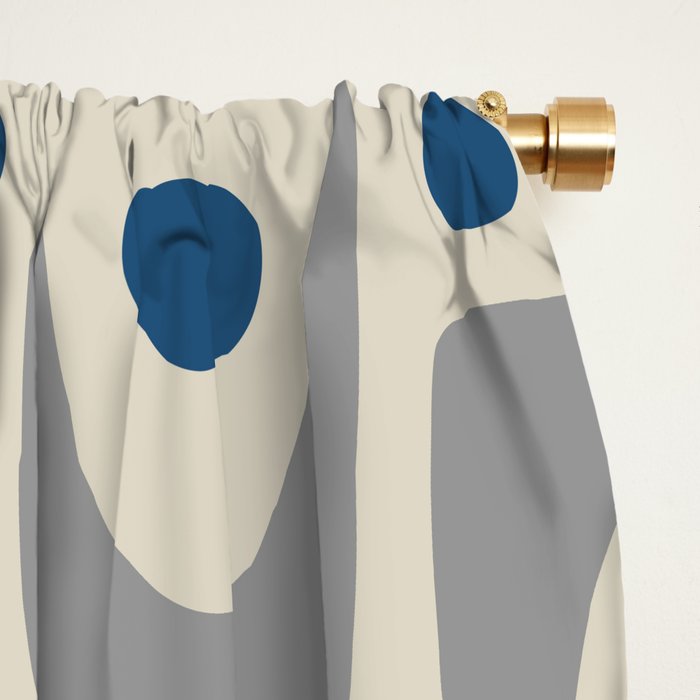 Mid Century Modern Abstract Pattern 149 Gray and Blue Window Curtain Gallery Image 2